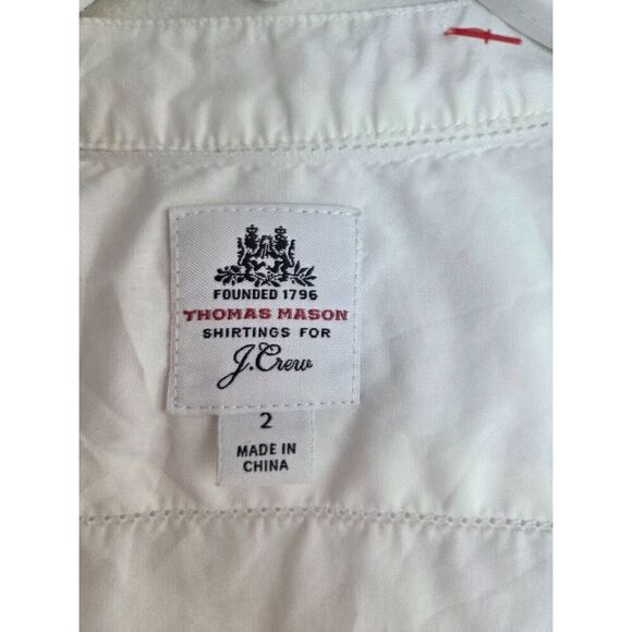 Thomas Mason for J.Crew Women White 100% Cotton V-Neck Pop Over Blouse size 2 - Picture 5 of 6